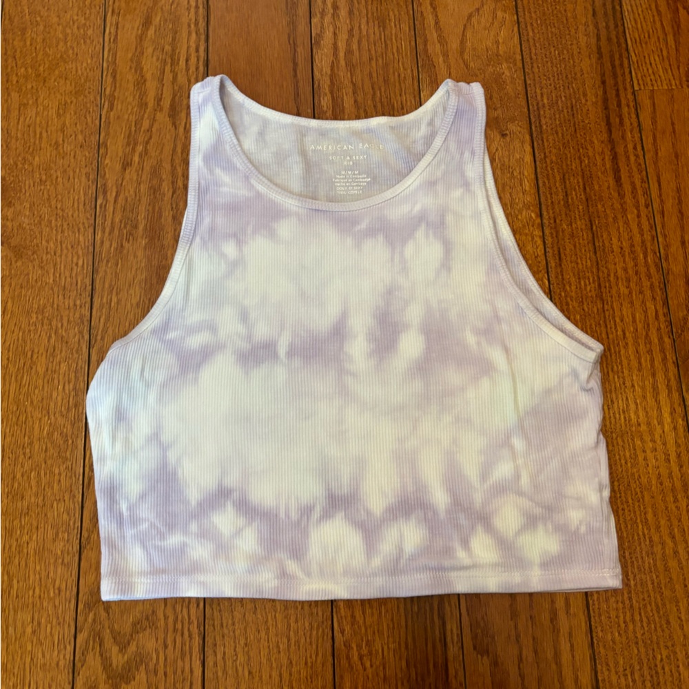 American Eagle Tie Dye Super Soft Cropped Ribbed Tank
